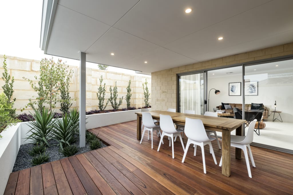 outdoor area, wood like floor boards